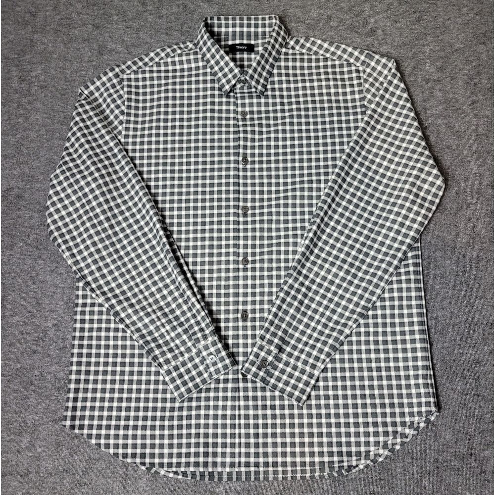 Theory Rammy Ombre Men's Size XL Gingham   Button Down Shirt In Pestle Multi